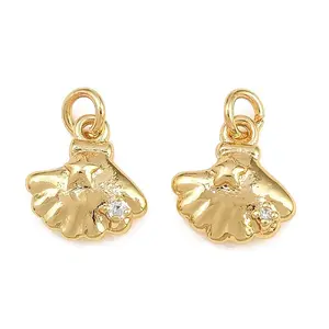 Brass Micro Pave Clear Cubic Zirconia Charms