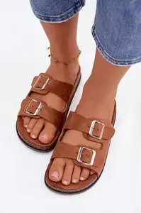 Dámské pantofle s přezkami Camel Oliena