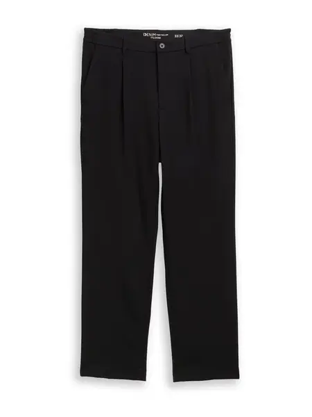 TOM TAILOR DENIM Plisované nohavice  čierna