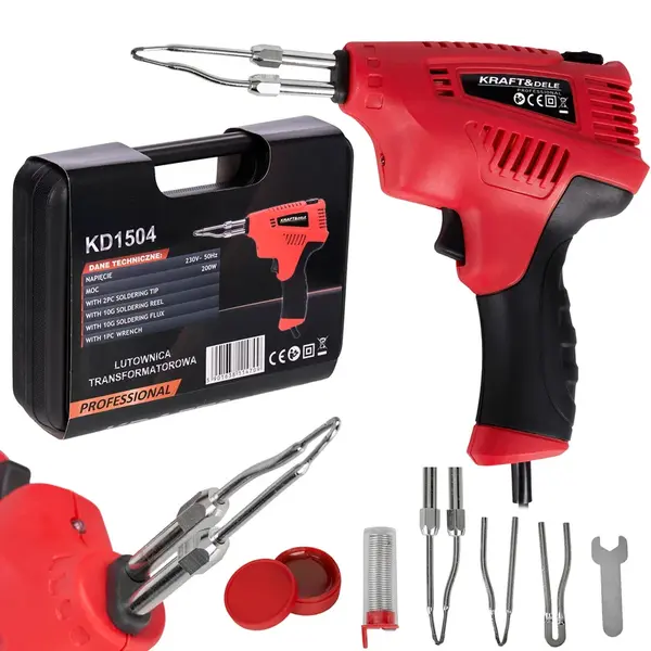 KRAFT&DELE Pistole na pájení s transformátorem 200 W + kufřík KD1504