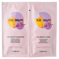 Šampon a maska pro nepoddajné a kudrnaté vlasy Inebrya Ice Cream Liss Pro - 2x15 ml