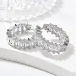 Brass Micro Pave Cubic Zirconia Huggie Hoop Earrings