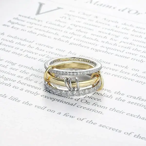 Stainless Steel Micro Pave Clear Cubic Zirconia Stackable Finger Rings