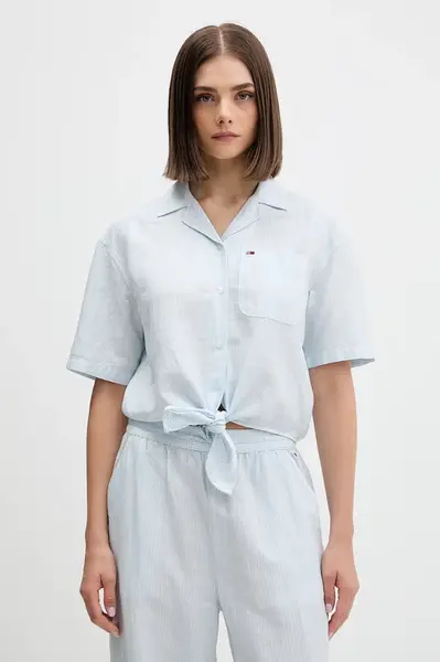 Tommy Jeans košile dámská se lnem