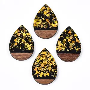 Opaque Resin & Walnut Wood Pendants