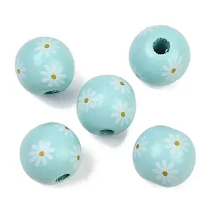 Printed Wood European Beads