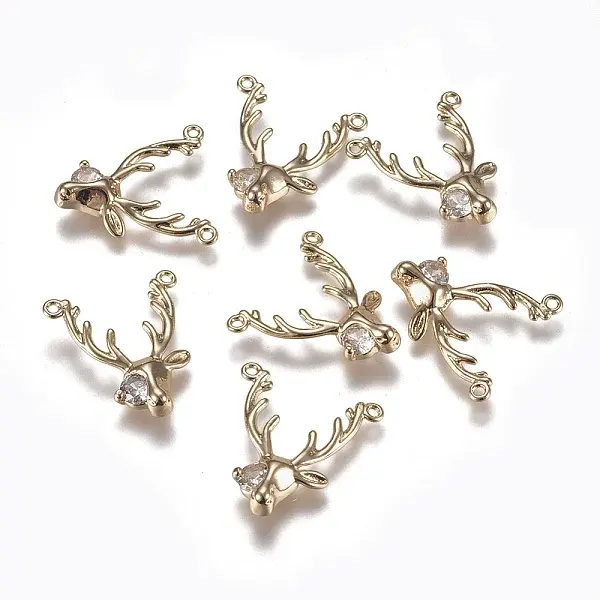 Brass Micro Pave Clear Cubic Zirconia Pendants