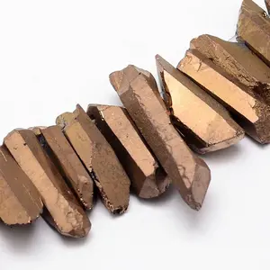 Electroplated Natural Quartz Crystal Bead Strands