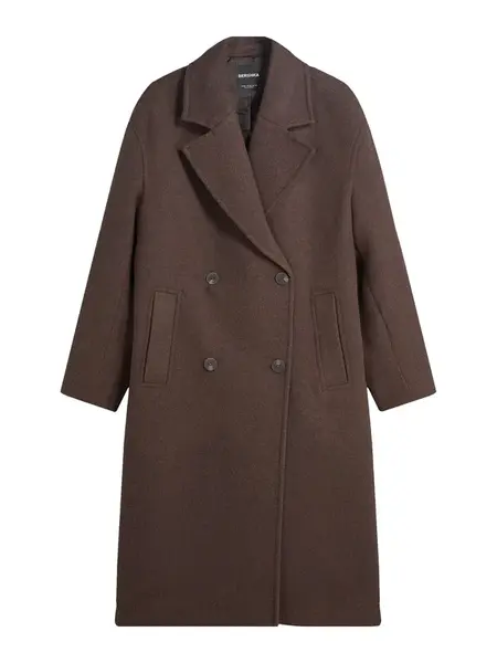 Bershka Prechodný kabát  čokoládová