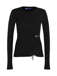 KARL LAGERFELD JEANS Sveter  čierna / biela