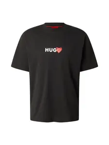 HUGO Tričko 'Dewdam'  červená / čierna / biela