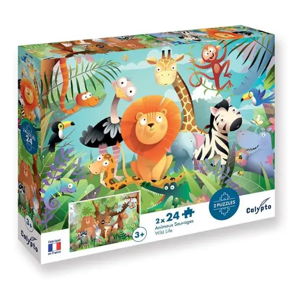 SENTOSPHERE Dětské puzzle Zvířátka ze Savany 2x24 dílků