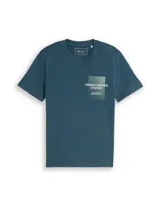 TOM TAILOR DENIM Tričko  petrolejová / mätová / biela