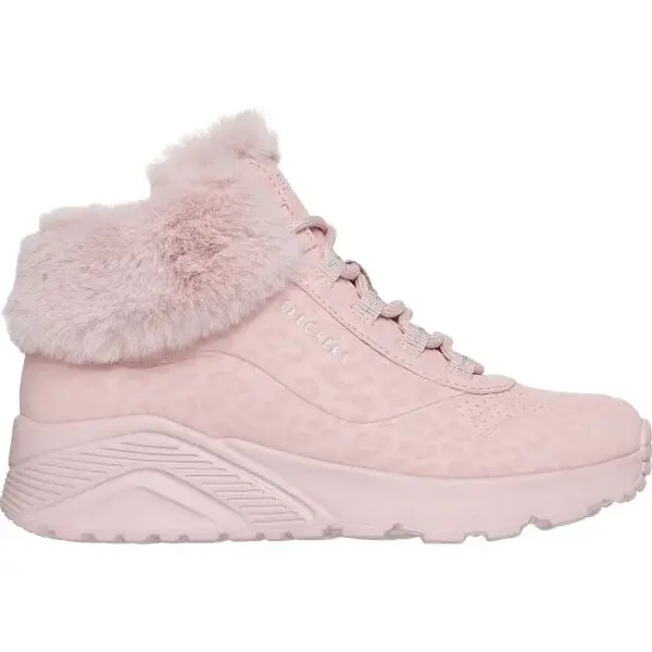 Skechers UNO LITE - COZY LEOPARD Dievčenská zimná obuv, ružová, veľkosť