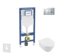Geberit Duofix - Set predstenovej inštalácie, klozetu a dosky Villeroy Boch, tlačidla Sigma20, DirectFlush, SoftClose, CeramicPlus, matný chróm/chróm 