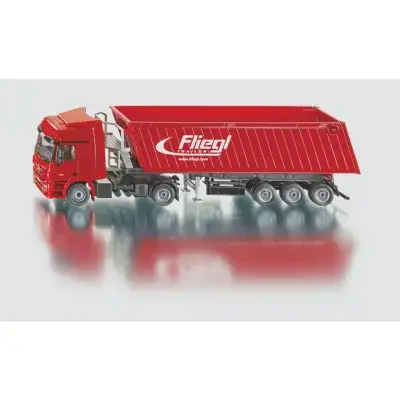 SIKU Super - Kamion s vyklápěcím vlekem  červený, 1:50 - žlutý