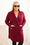 Kesi Włoski Dámsky elegantný kabát Plus Size s golierom a veľkými vreckami slivkový