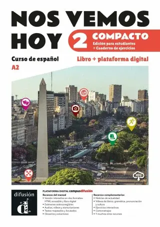 !Nos vemos! hoy 2 (A2) – Edición híbrida Libro del alumno / Cuaderno de ejercicios + Campus (12 meses)
