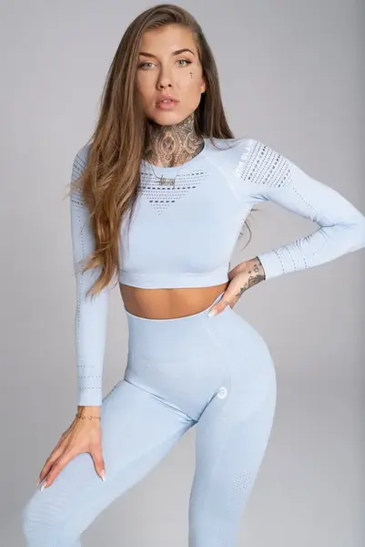 Gym Glamour Crop-Top bezešvý Dream Blue, M, modrá