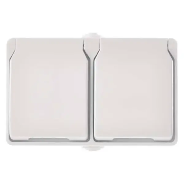 Zásuvka dvojnásobná, IP44, bílá