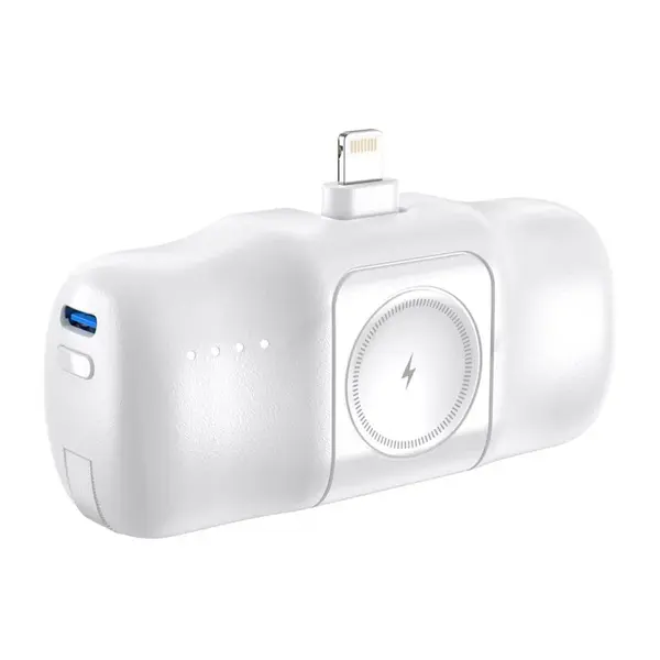 Wozinsky WF16-YLS 15W Mini powerbanka 5000mAh Lightning + USB-C + nabíječka pro Apple Watch, bílá