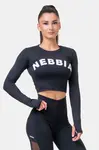 Nebbia Sporty HERO crop top s dlouhým rukávem 585, XS, černá