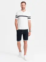Ombre Men's denim shorts with rolled up legs - navy blue