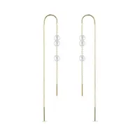 Visiace náušnice tyčinky zo zlata s perlami KLENOTA