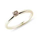 Zásnubný prsteň zo žltého zlata s champagne diamantom KLENOTA