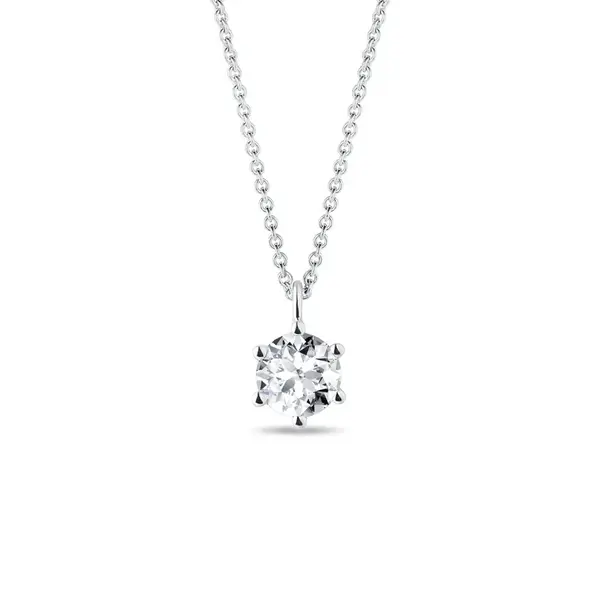 Prívesok z bieleho zlata s čírym briliantom KLENOTA