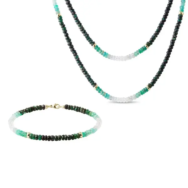 Súprava zo žltého zlata so smaragdami KLENOTA