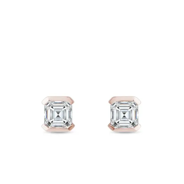 Napichovačky zo 14k ružového zlata s diamantmi asscher KLENOTA