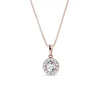 Diamantový náhrdelník halo v růžovém zlatě KLENOTA