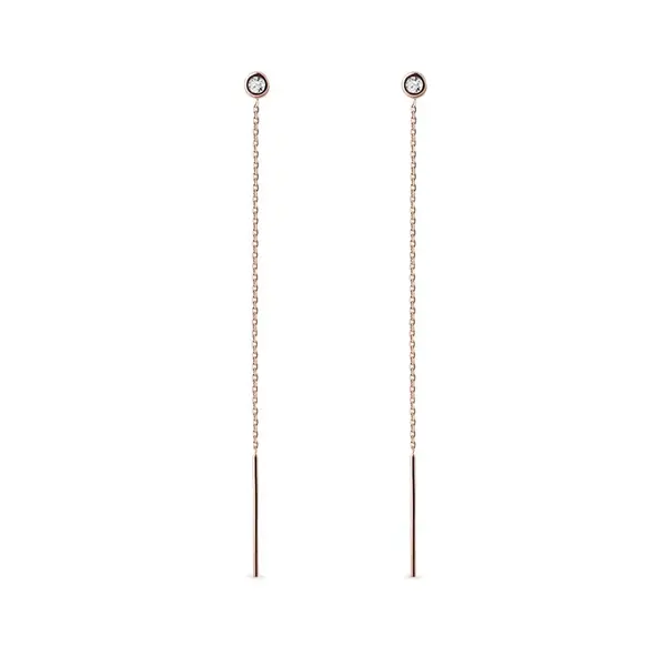 Dlouhé visací náušnice z růžového zlata KLENOTA