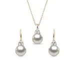 Set šperků s Akoya perlami a diamanty ve žlutém zlatě KLENOTA