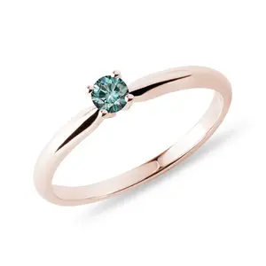 Originální prstýnek s modrým diamantem v růžovém zlatě KLENOTA