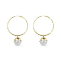 Kruhové zlaté náušnice s perlou KLENOTA