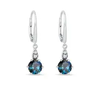 Náušnice s London topazy a diamanty v bílém zlatě KLENOTA