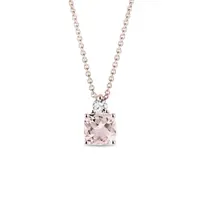 Náhrdelník z růžového zlata s morganitem a diamantem KLENOTA