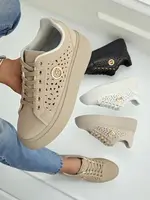 Resti Cleo Ecru Platino – beige platform sneakers eco leather