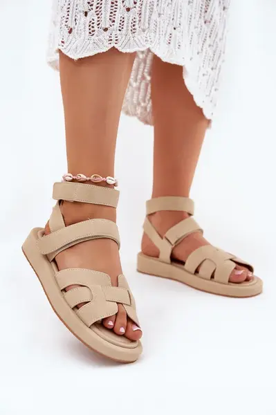 Boto Dámské sandály se suchými zipy béžové Uvissa