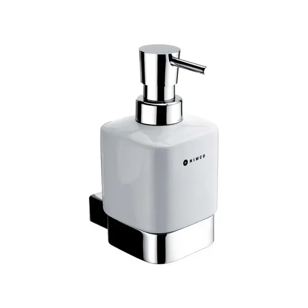 Nimco Kibo - Dávkovač mýdla keramický s držákem, 250 ml, bílá/chrom Ki 14031K-T-26