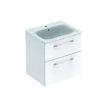 Geberit Selnova Square - Umyvadlová skříňka 64x59x48 cm, s umyvadlem, 2 zásuvky, lesklá bílá 501.236.00.1