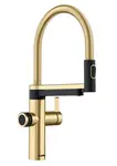 Blanco EVOL-S Pro - Dřezová baterie s flexibilním ramenem, sprškou a filtrační funkcí, zlatá/černá 527430