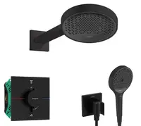 Hansgrohe - Sprchový set s termostatem pod omítku, s tělesem, průměr 25 cm, 3 proudy, matná černá SANI21HHH407