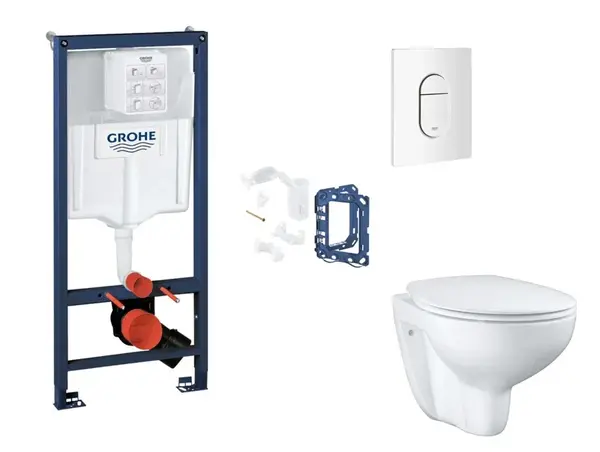 Grohe Rapid SL - Set predstenovej inštalácie, klozetu, dosky SoftClose, tlačidla Arena Cosmopolitan a súpravy na vhadzovanie tabliet, alpská biela SAN