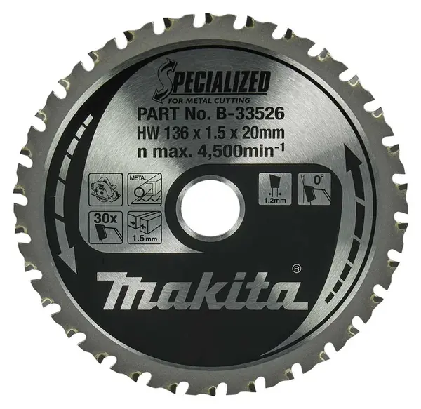 Makita Príslušenstvo - Pílový kotúč na kov 136x20 mm, 30 zubov B-33526