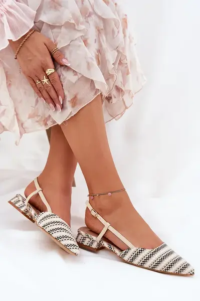 Boto Dámské Baletky S Špičatými Špičkami Na Jemném Podpatku Béžové Abroes