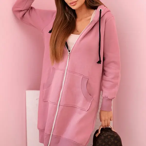 Kesi Dámská zateplená mikina s kapucí a zipem tmavě růžová