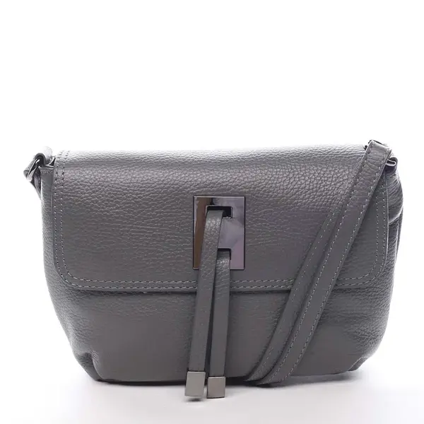 Dámská kožená crossbody kabelka šedá - ItalY Porta